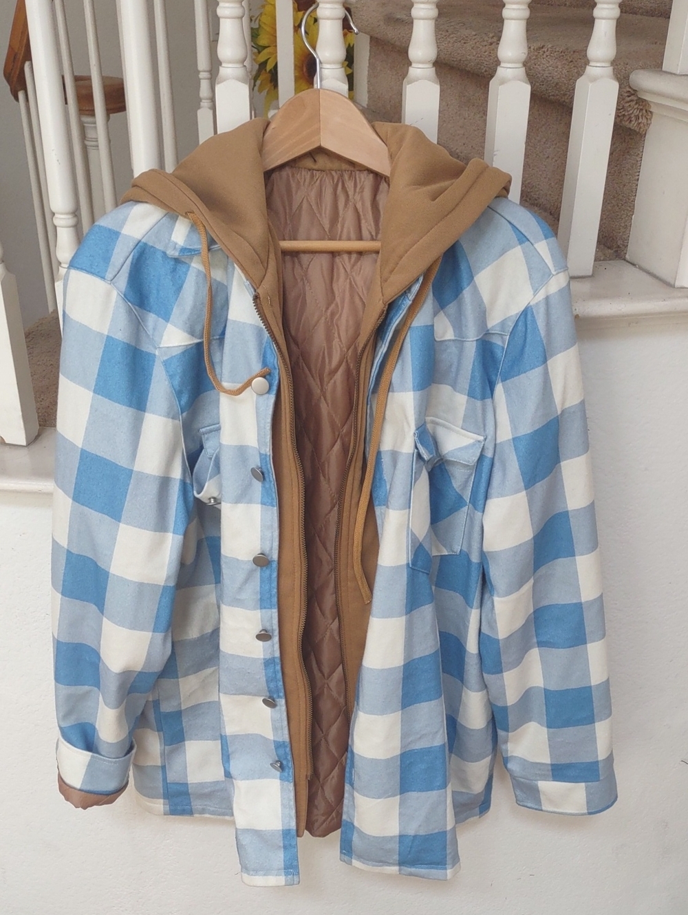L/S Gingham (Checkered) Hooded Shirt